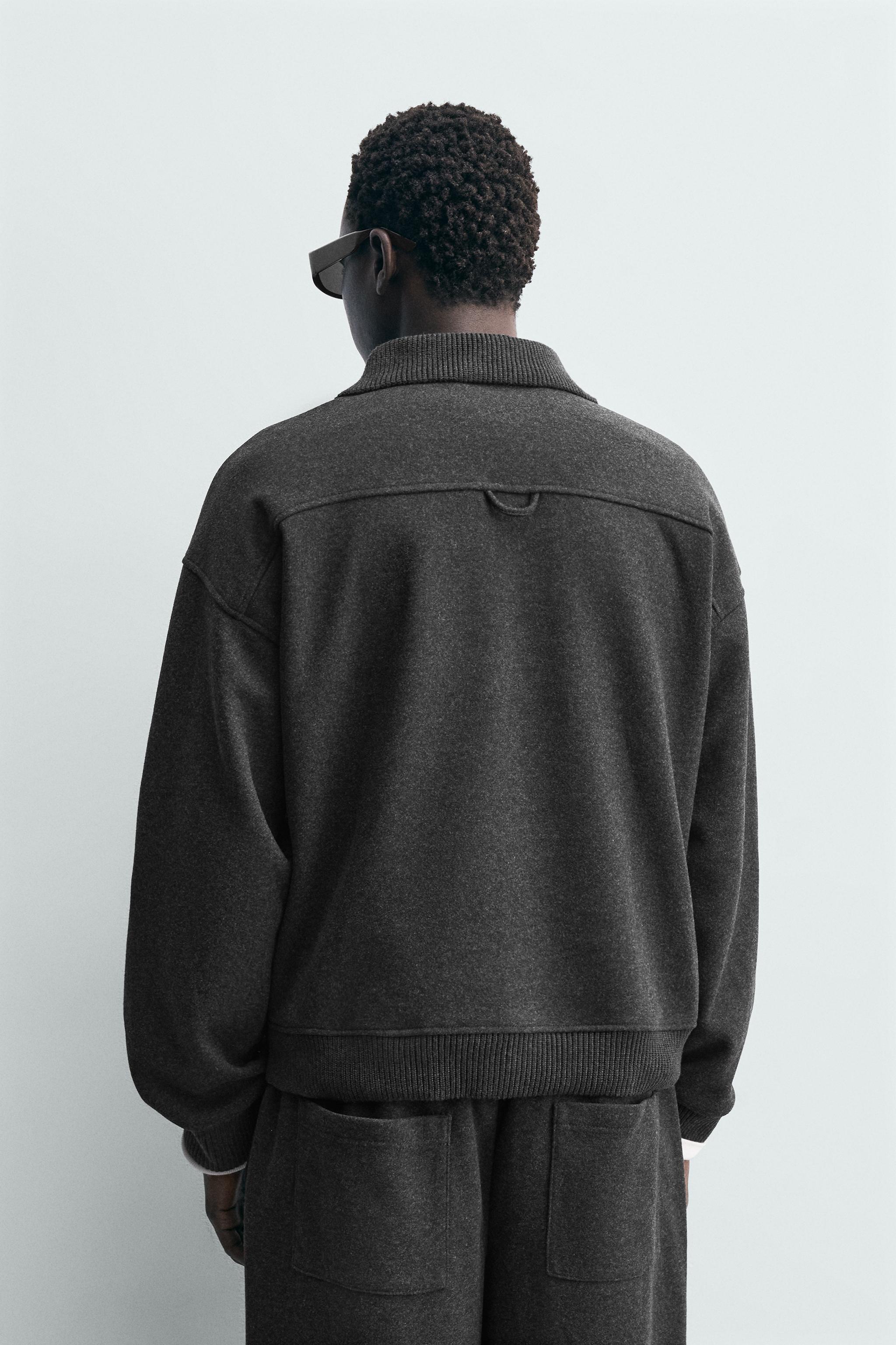 TEXTURED POLO SWEATSHIRT